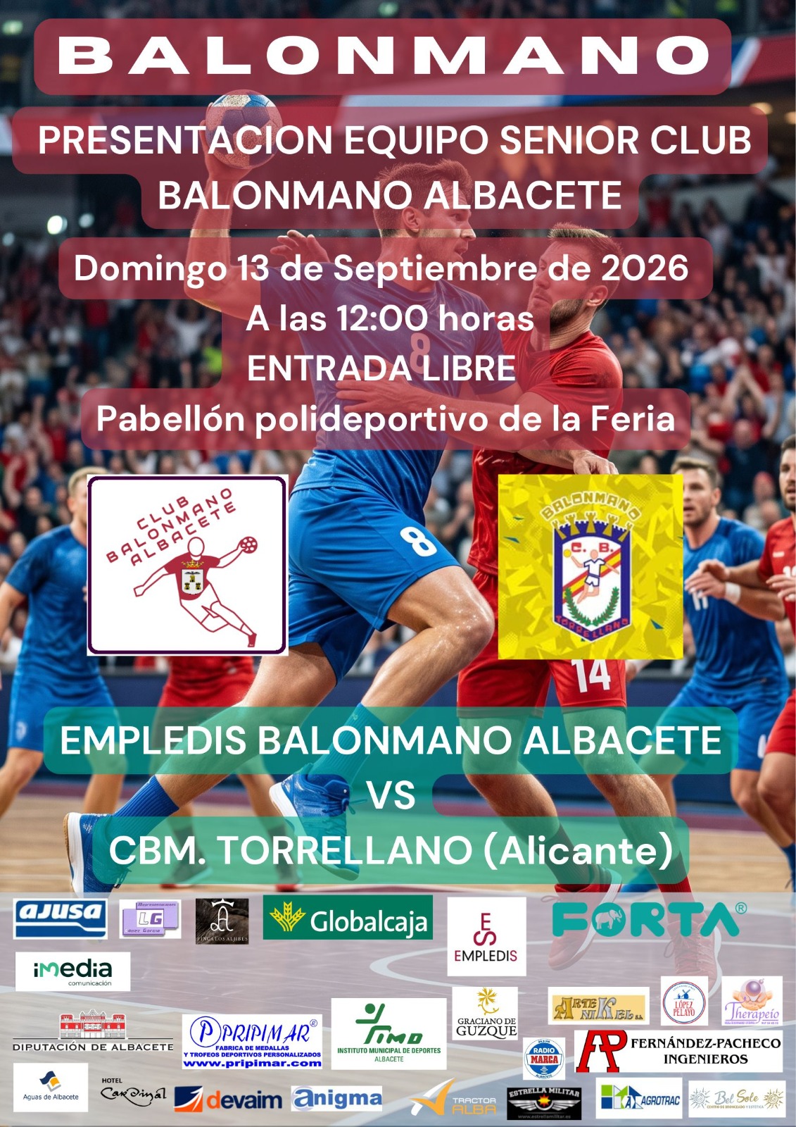 Cartel Presentación Equipo Senior Club Balonmano Albacete - 13 de septiembre de 2026